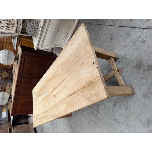 Mid‑20th Century Oak Farm Table For Sale - Image 4 of 10
