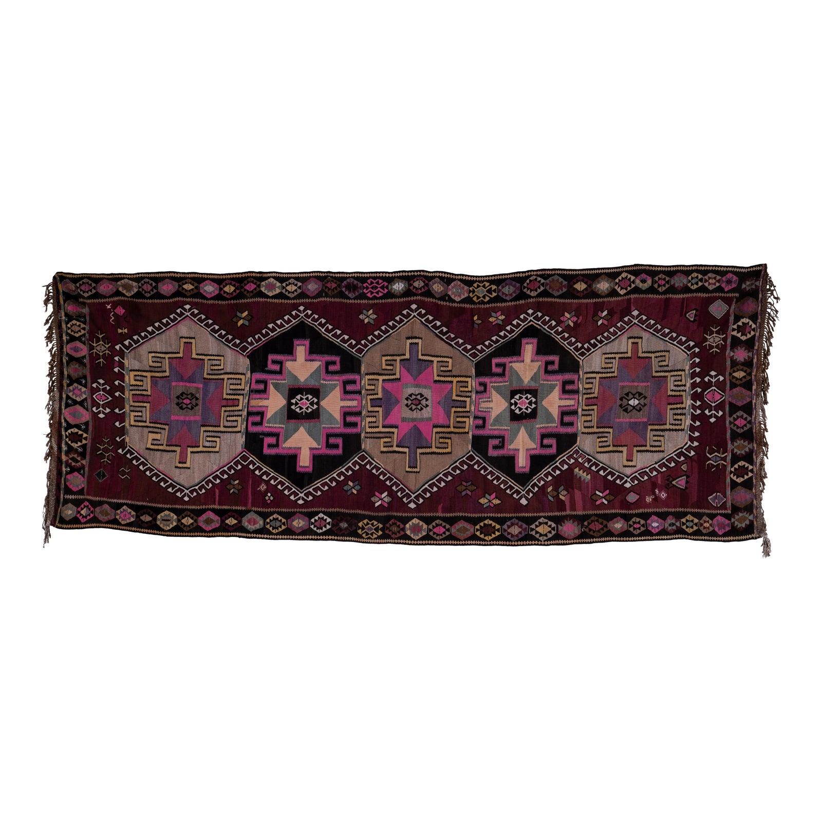 Vintage Oversize Turkish Kars Kilim Rug 5'5