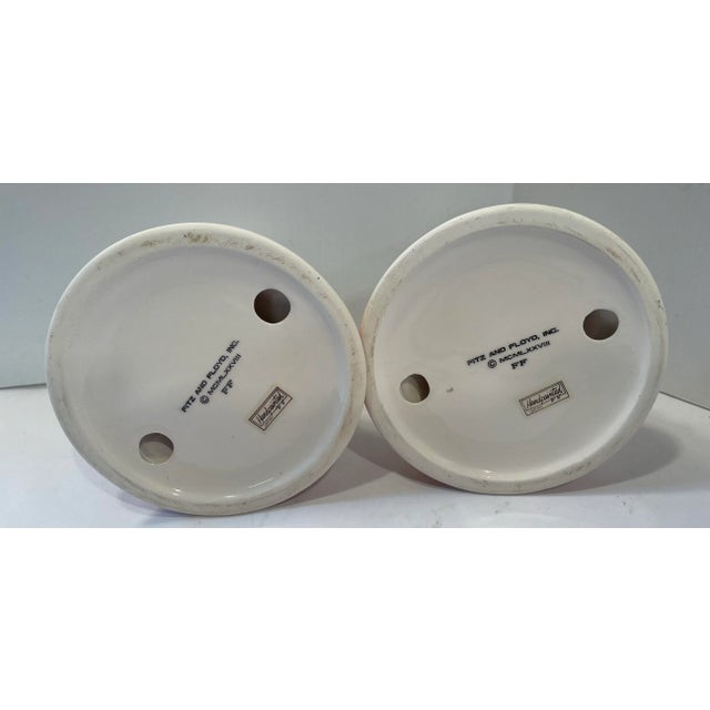 1970s Vintage Fitz & Floyd Poinsettia Design Candle Holders - a Pair For Sale - Image 5 of 5