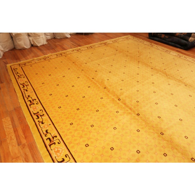 Large Gold Antique Geometric Chinese Rug, Country of Origin: China, Circa Date: 1920
