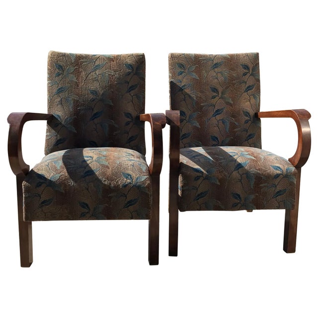Set of Art Deco Hungarian Walnut Armchairs, 1930s For Sale - Image 11 of 11