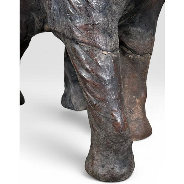 Vintage Mid-Century Leather-Wrapped Elephant Floor Sculpture For Sale - Image 11 of 15