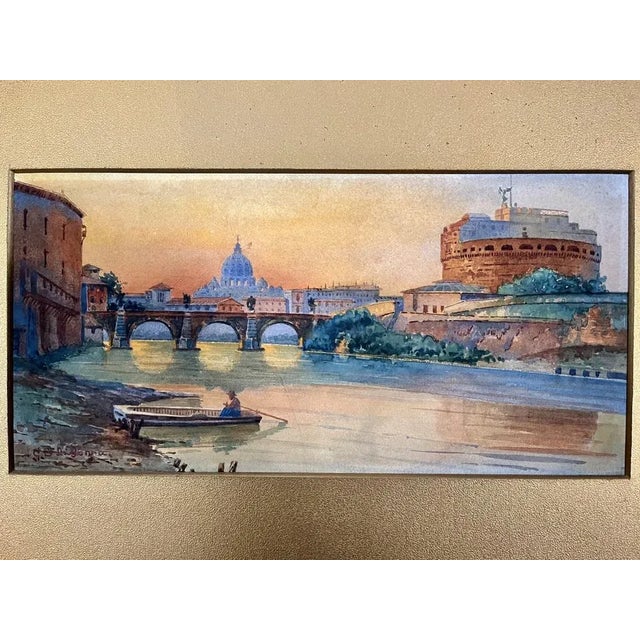 View of Rome, 1890s, Watercolor For Sale - Image 8 of 11
