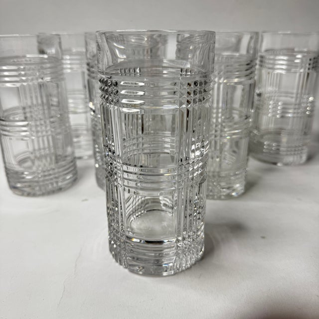 Traditional Late 20th Century Ralph Lauren Glen Plaid Highball Crystalware, Unmarked- Set of 8 For Sale - Image 3 of 3