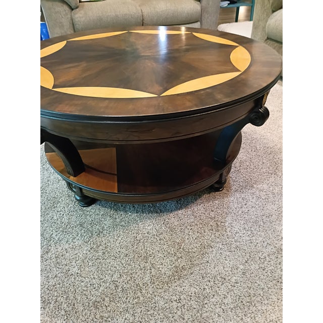 1980s French Inspired Round Coffee Table For Sale - Image 5 of 10