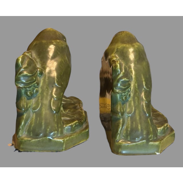 Ceramic Pair of 1920 Rookwood Art Pottery Figural Raven Rook Bird Bookends 2275 For Sale - Image 7 of 10