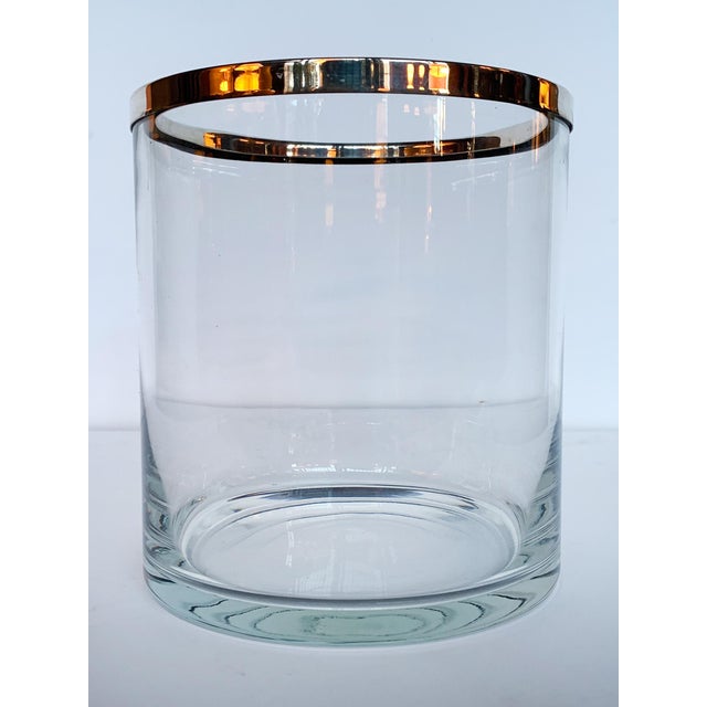 Art Deco Vintage Glass & Chrome Ice Bucket For Sale - Image 3 of 9