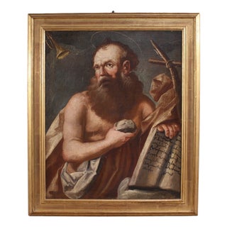 Religious Artist, Penitent Saint Jerome, 1640, Oil on Canvas, Framed For Sale