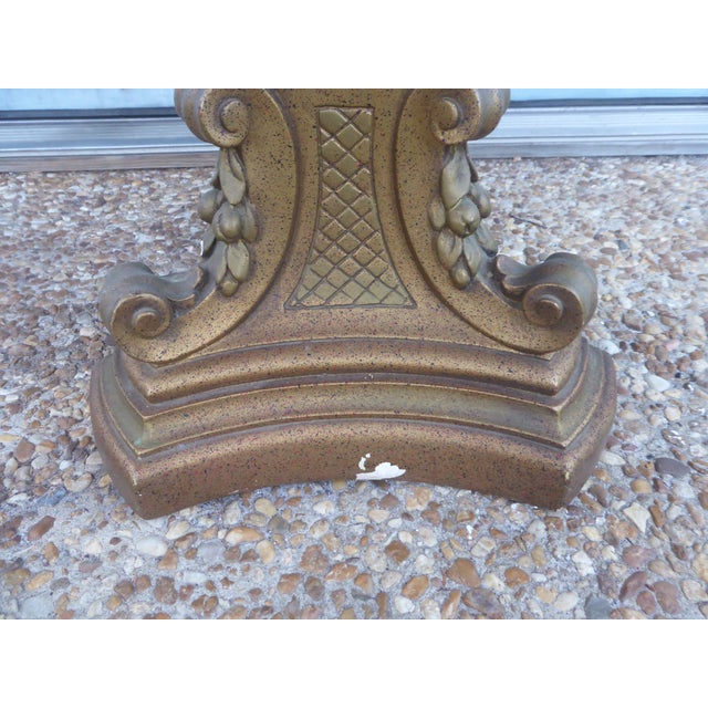 1970s 1970s Hollywood Regency Gold Gilded Octagon Glass Top Side/End Table For Sale - Image 5 of 8