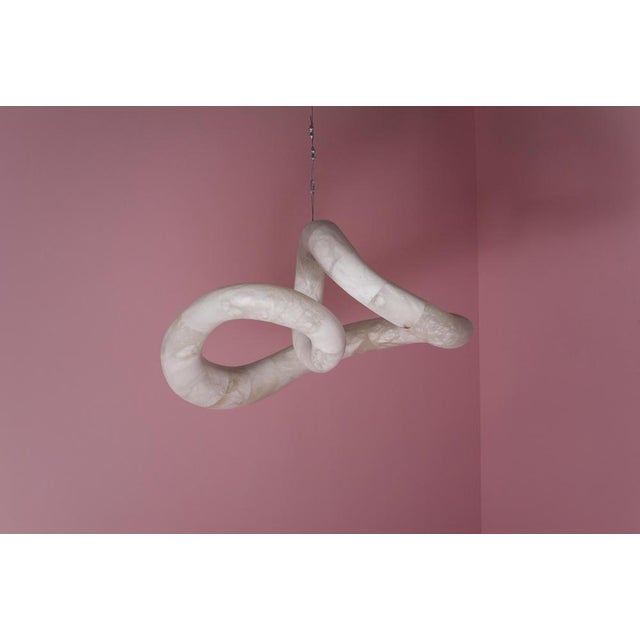 Aqua Fossil Light V Pendant Lamp in Alabaster by Amarist Studio For Sale - Image 11 of 12