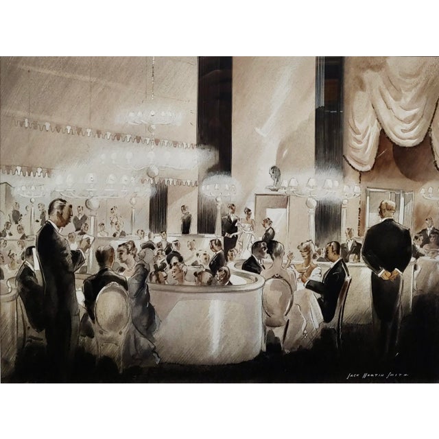 Textile Jack Martin Smith-1939 Interior of an Hollywood Restaurant-Painting For Sale - Image 7 of 11