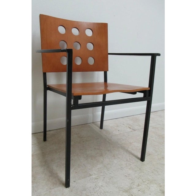 Wood 1990s Michael Graves Design Kron Prototype Stacking Concept Armchair Round Pilon Brown For Sale - Image 7 of 12