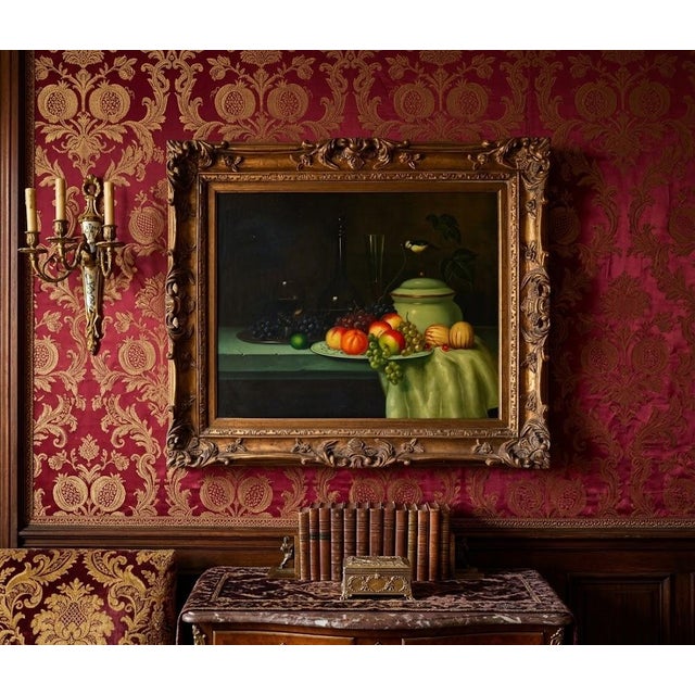Vintage Mid-20th Century Realist Still Life Oil Painting After Johann Winck With Fruit and Porcelain Tureen For Sale - Image 11 of 12