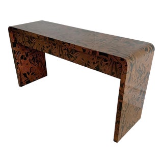 Karl Springer Batik Waterfall Console Table, 1970s For Sale