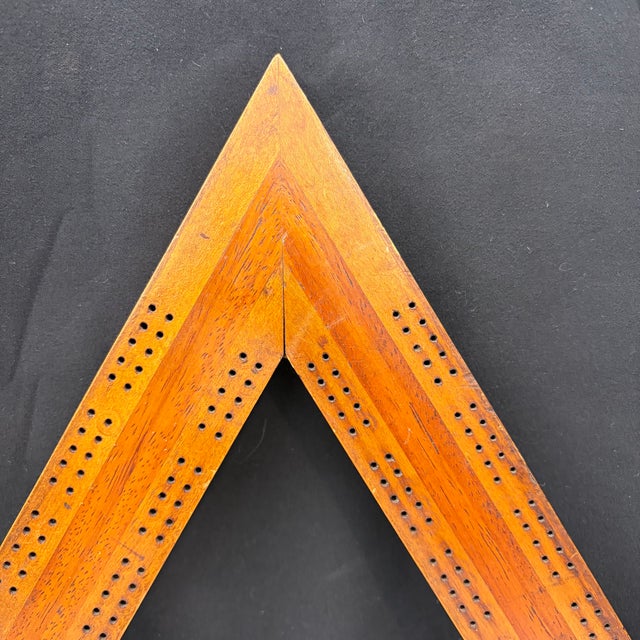 American Antique Triangular Hardwood Cribbage Board For Sale - Image 3 of 6