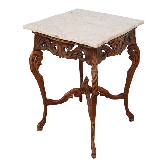 Mid 20th Century W & Z Rococo Style Marble Side Table For Sale