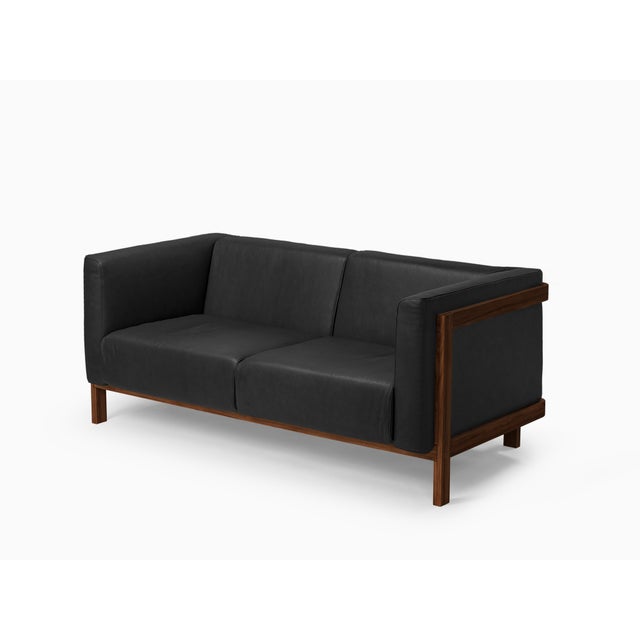 Minimalist Modern Two-Seater Sofa in Walnut and Leather by Julien Renault For Sale - Image 11 of 11