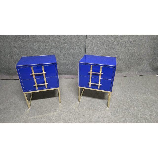 Contemporary Blue Murano Glass Bedside Tables from Justfurnituress SRL, Set of 2 For Sale - Image 3 of 12