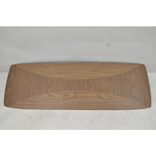 Vintage Mid Century Modern Sculpted Walnut & Laminate Coffee End Table Set 3 Pc For Sale - Image 9 of 18
