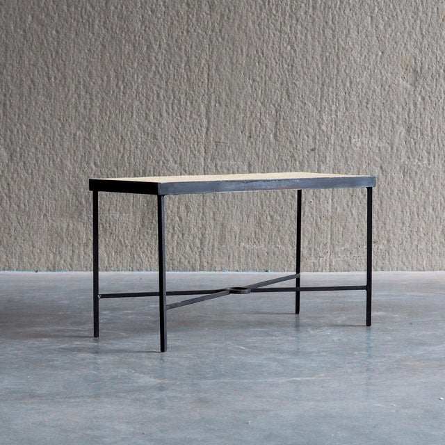 Minimalist Metal Side Tables with Plaster-Fiber Tops, 1960s, Set of 2 For Sale - Image 4 of 18