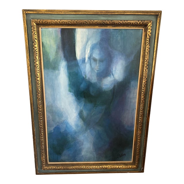 Mid Century Original Painting by D. Melton For Sale