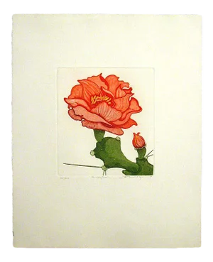 Arnold Iger "Prickly Pear" Hand Signed & Numbered Etching, Cactus Flowers 1981 Unframed
