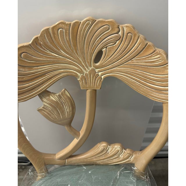 Vintage Hand Carved Italian Dining Chairs With New Upholstery in the Style of Phyllis Morris - Set of 4 For Sale - Image 12 of 12