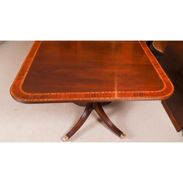 Vintage Crossbanded Twin Pillar Dining Table by William Tillman, 1980s For Sale - Image 12 of 16