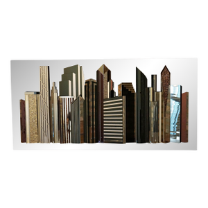 1990s Grand Scale Mirrored Chicago Skyline Sculpture by Harvard Reflections