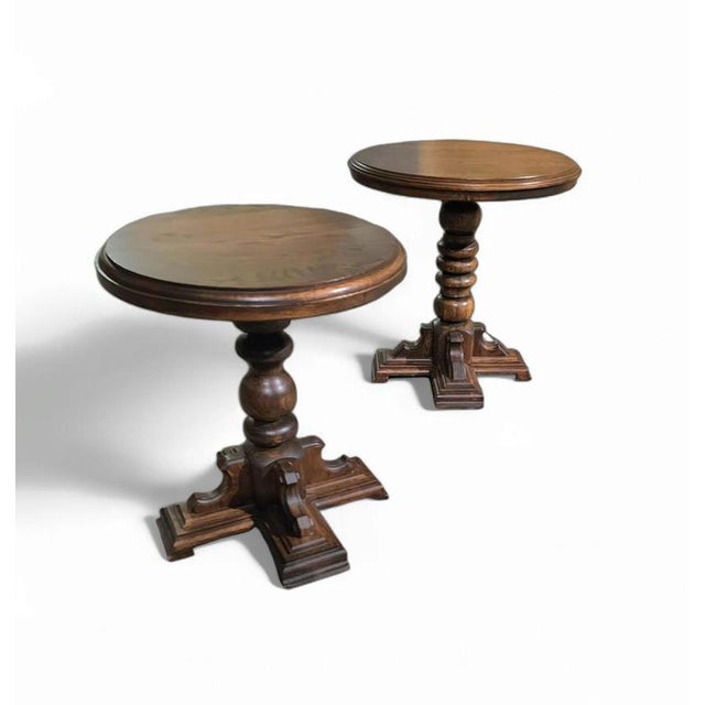 Rustic Oak Side Tables, Set of 2 For Sale - Image 13 of 13