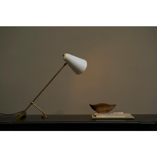 Mid-Century Modern Adjustable Table Lamp with Perforated Shade, 1950s For Sale - Image 6 of 13