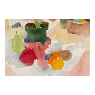 1980s Abstract Still Life Watercolor For Sale