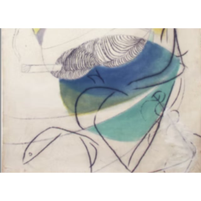 2000 - 2009 "Fumo Centro". Mixed Media on Canvas by Joe Ginsberg. Nursery Shades - Pink, Blue, & Yellow. Neutral Background With Black & Green Highlights.s. For Sale - Image 5 of 7