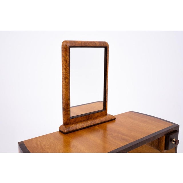 Brown Art Deco Dressing Table and Chair Set, Poland, 1930s, Set of 2 For Sale - Image 8 of 18