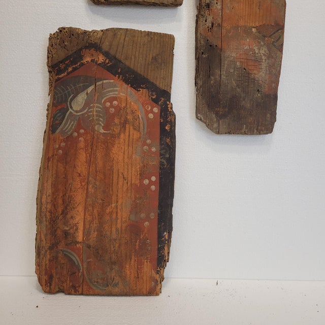 Fragments of Coffered Ceiling or Wainscoting in Polychrome Wood, Gothic-Mudejar, Spain, 18th Century, Set of 3 For Sale - Image 6 of 18