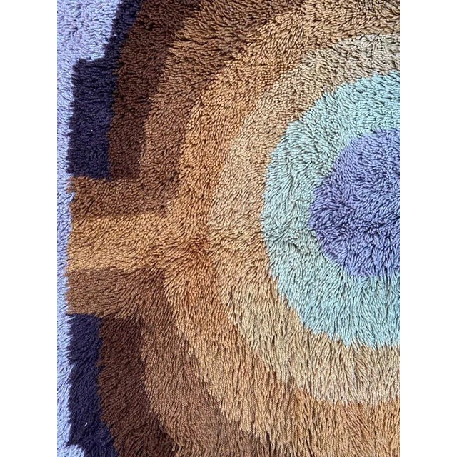 Textile Yellow and Brown Rug, North European, 1970s For Sale - Image 7 of 12