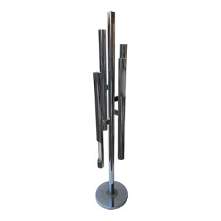 Floor Lamp Organ Metal Chrome by Gaetano Sciolari, Italy, 1970s For Sale