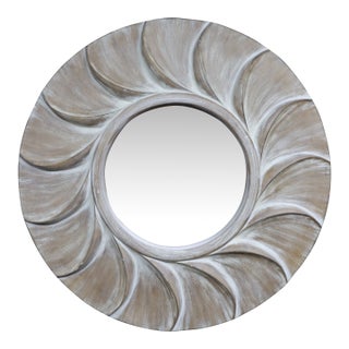 Mid-Century Modern Style Carved Swirl Sunburst Wall Mirror For Sale