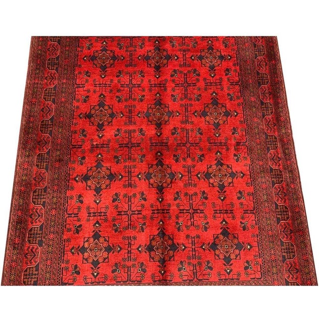 Textile Fine Quality Hand Knotted Afghan Khal Mohammadi Wool Area Rug 7.6 X 5.11 Ft For Sale - Image 7 of 14