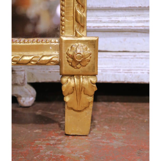 Late 18th Century 18th Century French Louis XVI Provencal Giltwood Wall Mirror With Urn Crest For Sale - Image 5 of 6