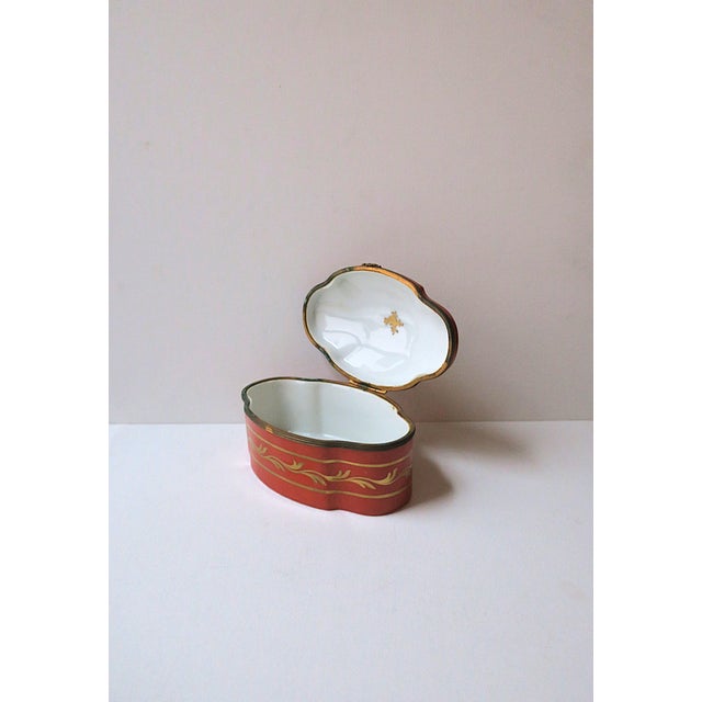 Burnt Orange French Porcelain Jewelry Box For Sale - Image 8 of 12