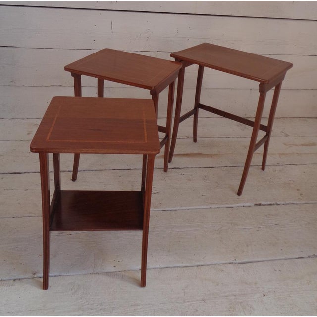 Edwardian Nesting Tables in Inlaid Mahogany, 1930s, Set of 3 For Sale - Image 10 of 18