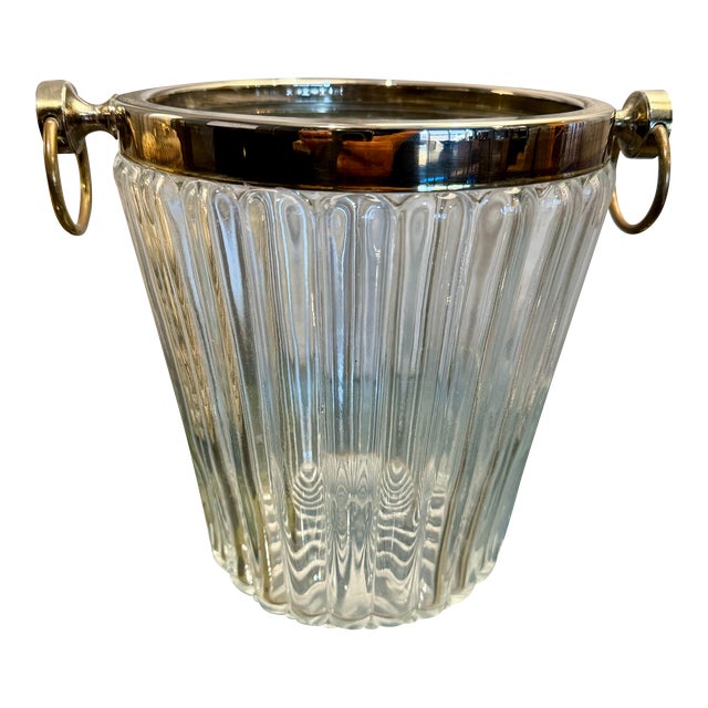 Silver & Glass Bottle Ice Bucket For Sale