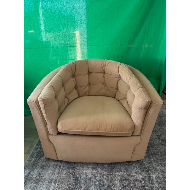 Tan Vintage 1970s Postmodern Swivel Barrel Chairs by Flexsteel - A Pair For Sale - Image 8 of 10