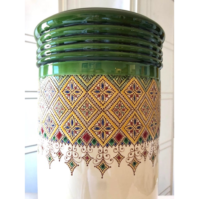 Mediterranean Italian Ceramic Large Vase / Umbrella Stand by Francesco Fasano, 2007 Grottaglie, Italy For Sale - Image 3 of 12
