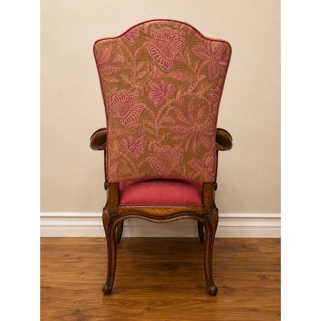 Early 21st Century Vintage 10-Piece Carved Wood Dining Chair Set - 8 Side Chairs & 2 Upholstered Armchairs For Sale - Image 5 of 12
