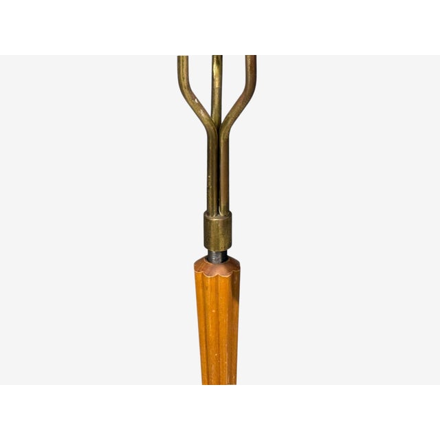 Swedish Modern, Adjustable Floor Lamp, Wood, Brass, Red Lacquer, Sweden, 1940s For Sale In New York - Image 6 of 12