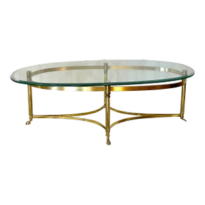 Late 20th Century Vintage Hollywood Regency La Barge Brass and Glass Cocktail Table