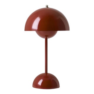 &Tradition Verner Panton Flowerpot Table Portable Lamp VP9, Red Brown For Sale