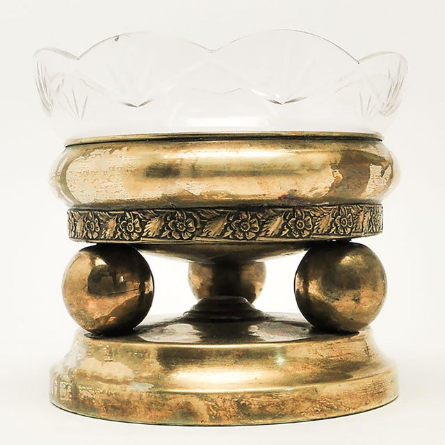 Metal Patera Bowl on Stand from Henneberg Bros., 1930s For Sale - Image 7 of 9